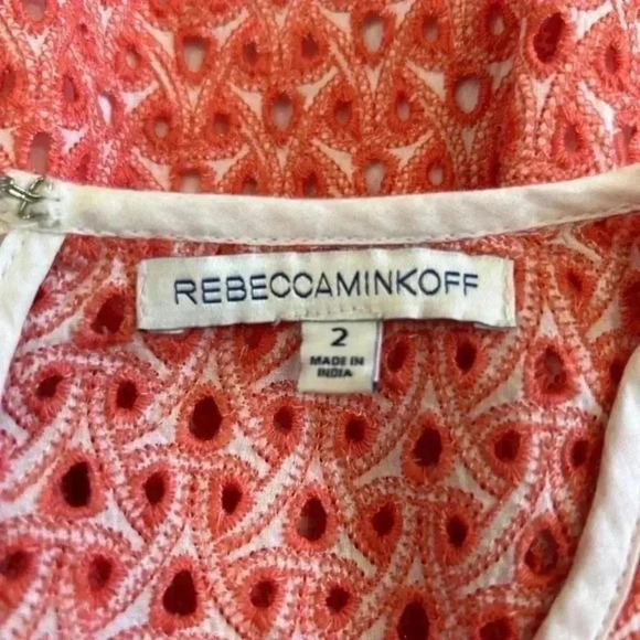 Rebecca Minkoff Women's Eyelet Shelly Dress in Orange Pink in size 2 - Picture 5 of 8